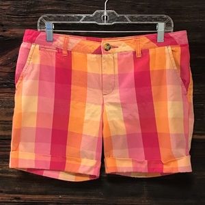 Faded Glory Shorts Bright Plaid Cotton Chinos SZ10